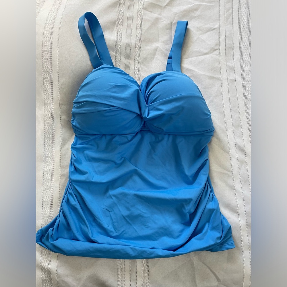 Anne Cole Blue Twist Front Shirred Tankini Plus Size 16W